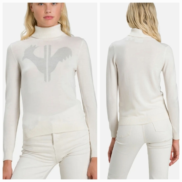 Rossignol Ski Classique Merino Wool Sweater Rooster Front Roll Neck Pullover - Picture 10 of 10